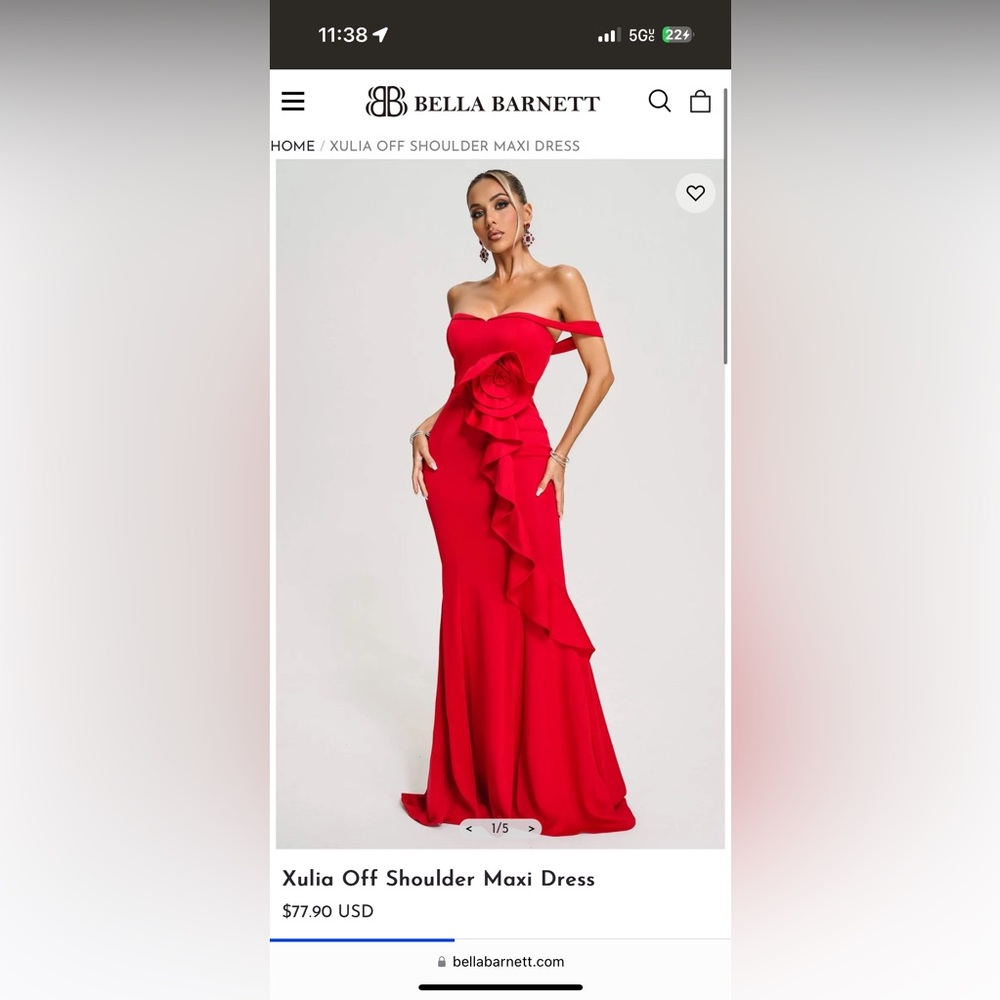 Bella Barnett Xulia Off Shoulder Maxi Dress Red dress